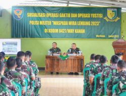 Komandan Kodim ( Kodim ) 0427/Way kanan mengikuti Sosialisasi Operasi Gaktib dan Operasi Yustisi Polisi Militer TA. 2023 dari Denpom II/3 Lampung.